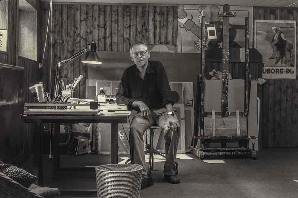 Foto von Gerhard Uhlig in seinem Atelier, 1981, Copyright.