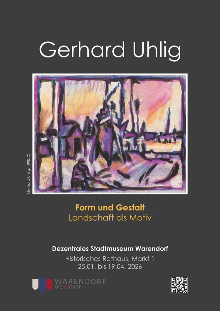 Plakat zur Ausstellung 'Gerhard Uhlig, Form und Gestalt, Landschaft als Motiv' im Dezentralen Stadtmuseum Warendorf, 25. Januar bis 19. April 2026